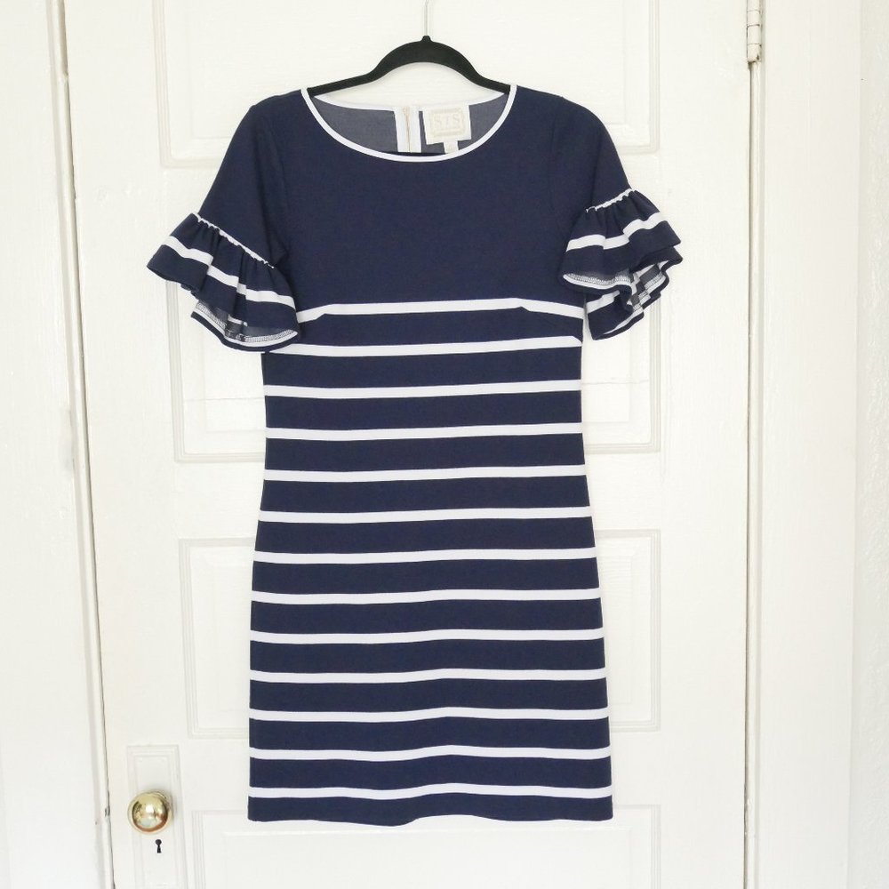 Sail to Sable Blue and White Striped Dress